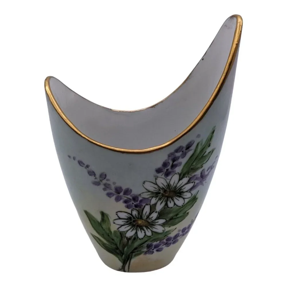 Vintage Hand Painted Porcelain Vase Daisies 5